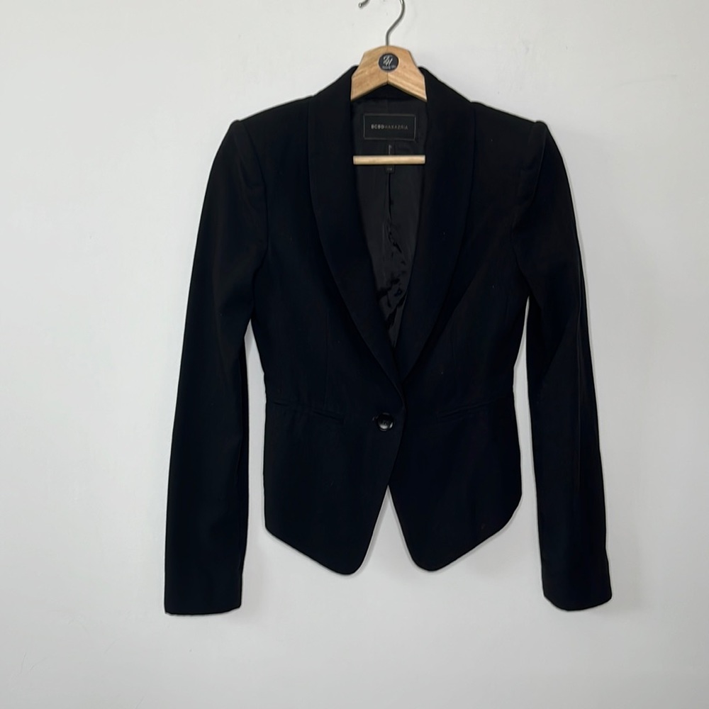 BCBG MAXAZRIA Classic‎ Black Tapered Waist Blazer Sz XXS